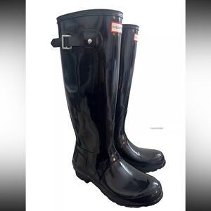 Hunter Original Tour Gloss Tall Women's Size 6 Black Rain Boots
